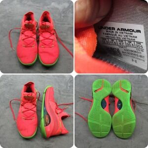 Under Armour Curry 6 Shoes Mens 12.5 Salmon Green VI‎ Basketball Chunky Sneakers